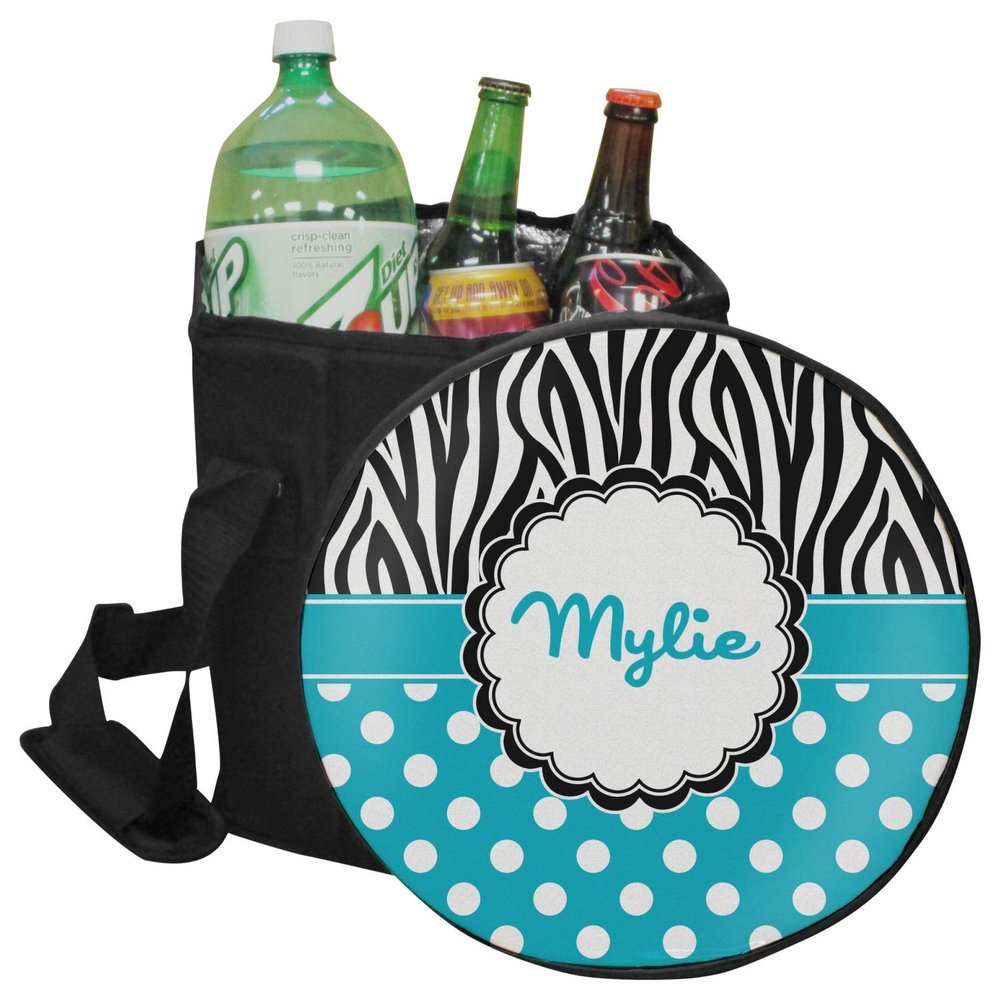 YouCustomizeIt Personalized Dots & Zebra Collapsible Cooler & Seat