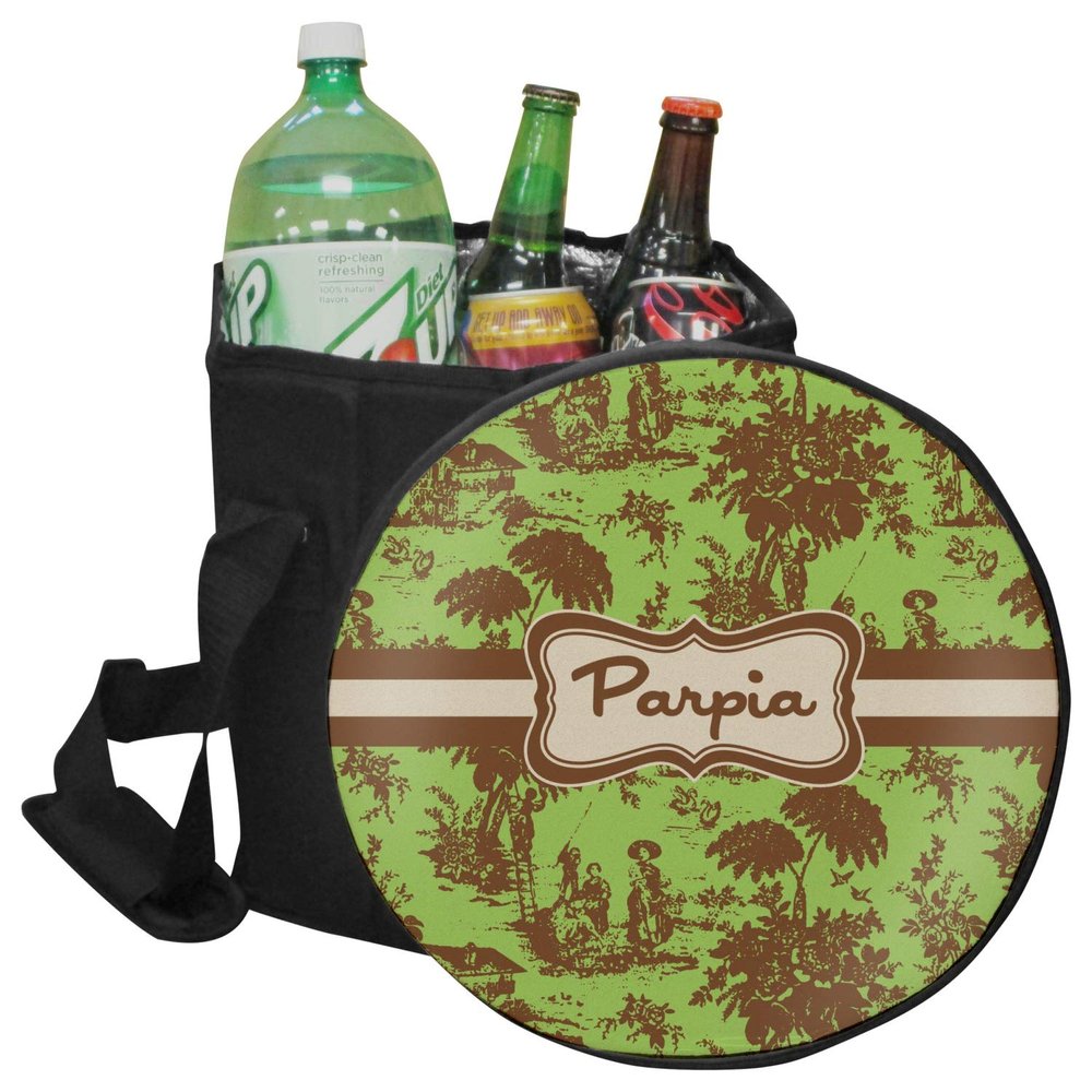 YouCustomizeIt Personalized Green & Brown Toile Collapsible Cooler & Seat