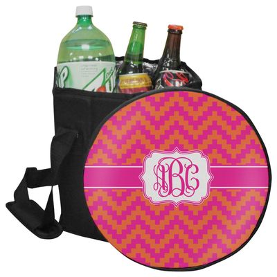 YouCustomizeIt Personalized Pink & Orange Chevron Collapsible Cooler & Seat