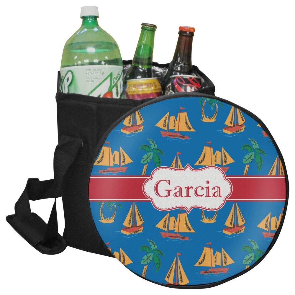YouCustomizeIt Personalized Boats & Palm Trees Collapsible Cooler & Seat