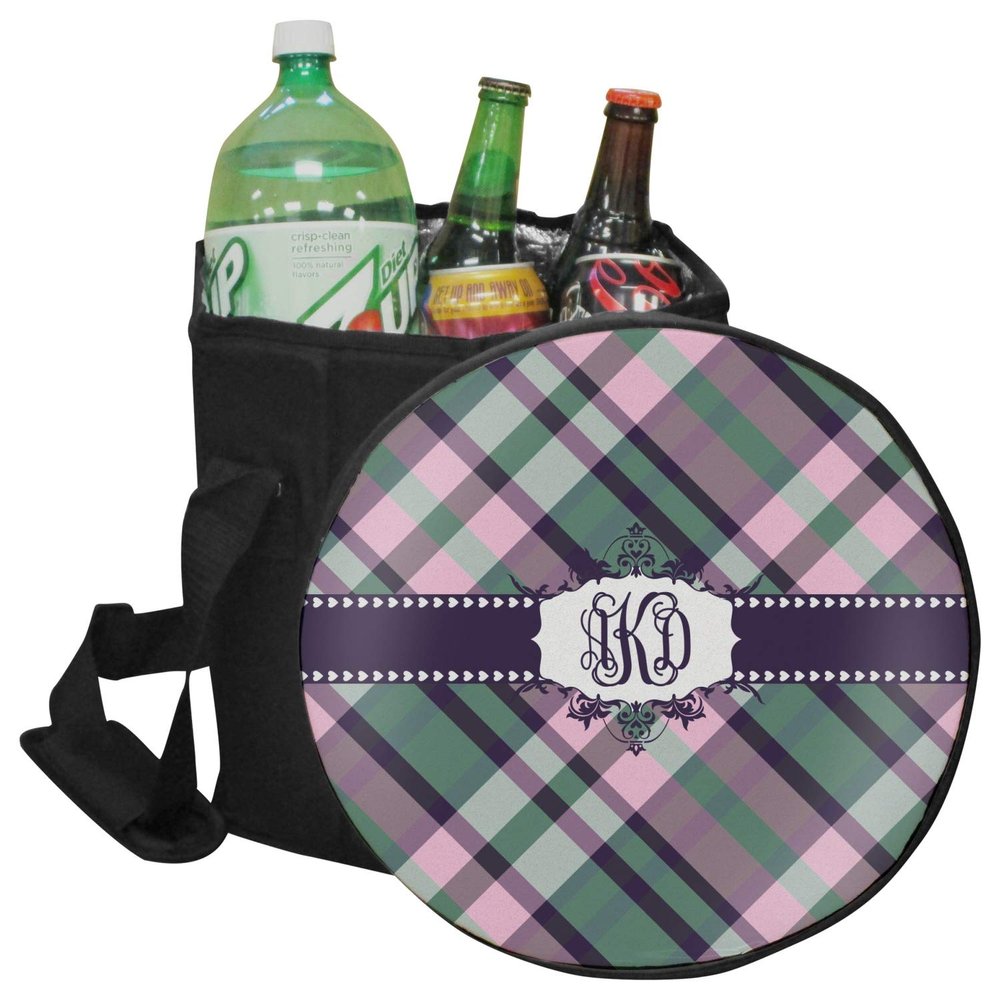 YouCustomizeIt Personalized Plaid with Pop Collapsible Cooler & Seat