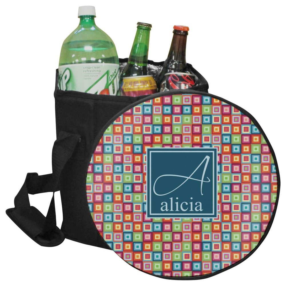 YouCustomizeIt Personalized Retro Squares Collapsible Cooler & Seat