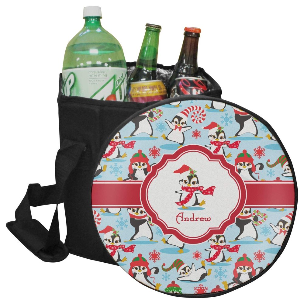 YouCustomizeIt Personalized Christmas Penguins Collapsible Cooler & Seat