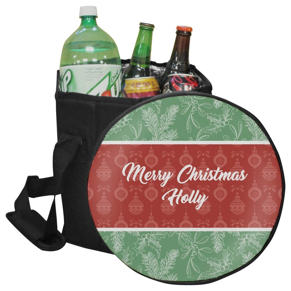 YouCustomizeIt Personalized Christmas Holly Collapsible Cooler & Seat