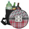 YouCustomizeIt Personalized Red & Gray Dots and Plaid Collapsible Cooler & Seat view 1