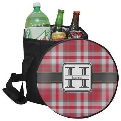 YouCustomizeIt Personalized Red & Gray Plaid Collapsible Cooler & Seat