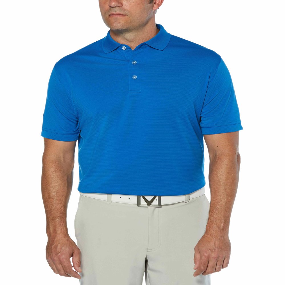Callaway Men's Short Sleeve Stretch Ottoman Performance Golf Polo, Moisture-Wicking, Sun Protection (Available in Big & Tall), Magnetic Blue, XX-Large
