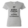 Ladies Keep Calm and Love Flamingos Animal Lover T-Shirt Tee (Medium, Sports Gray w/Black) view 1