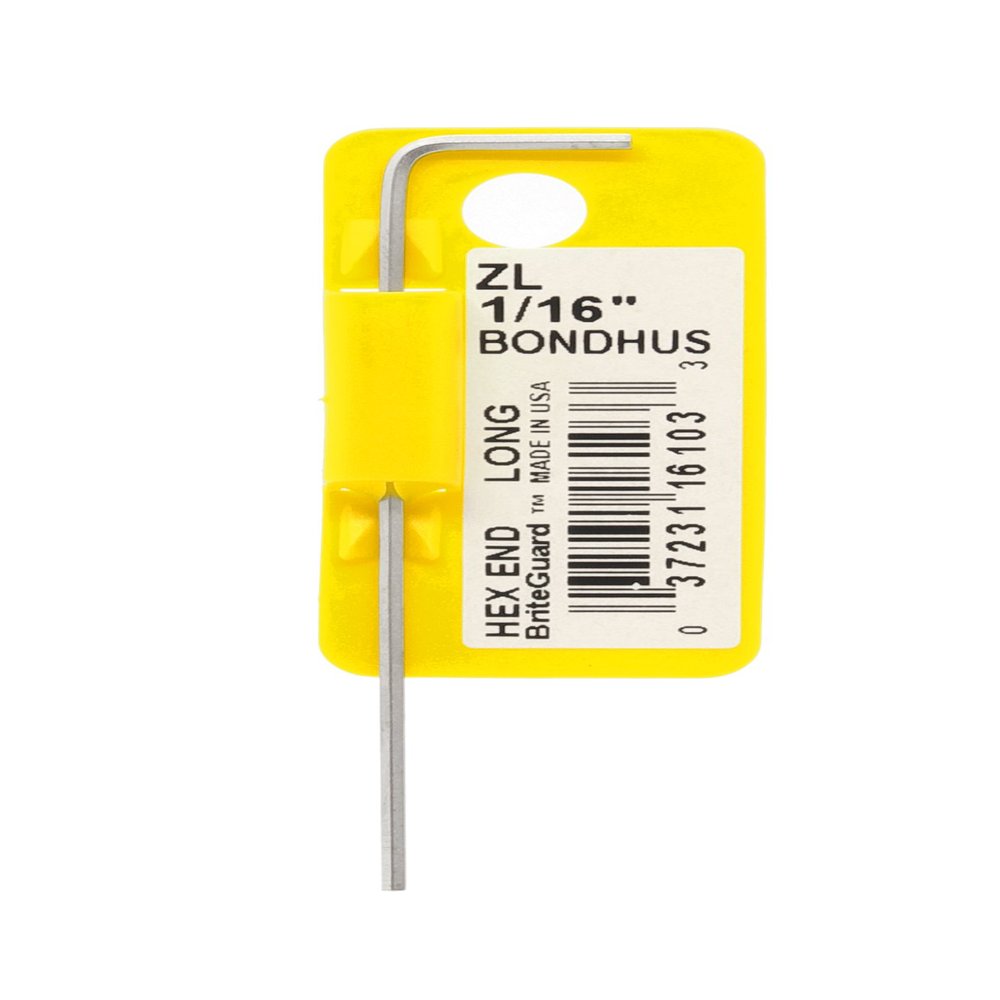 1/16" BriteGuard Plated Hex L-Wrench - Long Tag/Barcoded