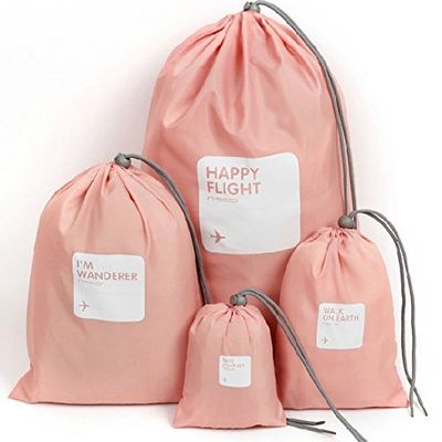 Jackie 4 in 1 Best Choice Waterproof Drawstring Bag for Kids Men Women Girls Boys Outdoor- Pink & Colors 4 Sizes