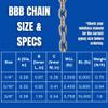 MarineNow 316 Stainless Steel Anchor Chain  3/8" DIN 766 BBB Windlass-Compatible  Premium Marine Grade  Available in Lengths from 1 to 200 Feet view 3