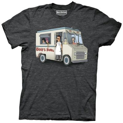 Bobs Burgers Food Truck Gang Mens Charcoal Heather T-shirt XXL