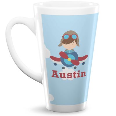 Personalized Airplane & Pilot 16 Oz Latte Mug