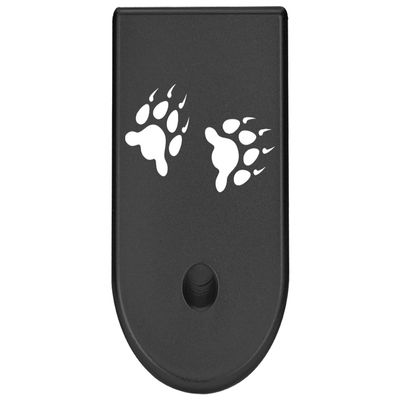 NDZ Performance Magazine Base Plate Finger Extension for Glock 26 27 33 39 Gen 1/2/3/4/5 in 9mm .40, .357, .45 Anodized Aluminum Laser Engraved, Made in The USA - Bear Paw Prints Solid in Black