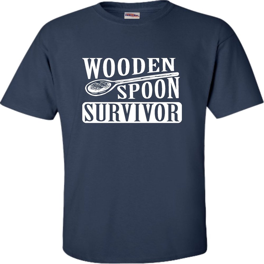 Go All Out XXXX-Large Navy Blue Adult Wooden Spoon Survivor Funny T-Shirt