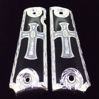 Blanca's Jewelry 1911 Gun Grips Cross Cachas