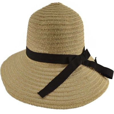 SYAYA Women or Girls Straw Hat Sun Visor Summer Beach Hat Multi-Type XMZ16 (Beige(55-57cm/21.6"-22.4"))