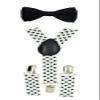 CUTE Baby Toddler Kids Children Boys"White" Polka Dot Elastic Suspender &"Black" Plain Bow Tie Set view 1
