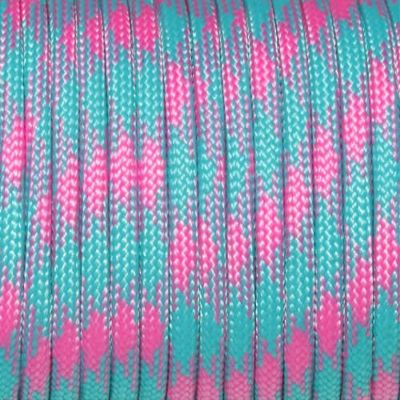 1pcs 100ft 550 Paracord Parachute Cord Lanyard Mil Spec Type III 7 Strand Core Color Peachpuff+Acid Blue(Peachpuff+Acid Blue)