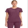 Cherokee Infinity Womens Mock Wrap Scrub Top, 4 Pockets, Rib-Knit Panel, Moisture-Wicking 360 Stretch - 2625A, L, Wine view 1