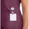 Cherokee Infinity Womens Mock Wrap Scrub Top, 4 Pockets, Rib-Knit Panel, Moisture-Wicking 360 Stretch - 2625A, L, Wine view 3