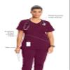 Cherokee Infinity Womens Mock Wrap Scrub Top, 4 Pockets, Rib-Knit Panel, Moisture-Wicking 360 Stretch - 2625A, L, Wine view 4