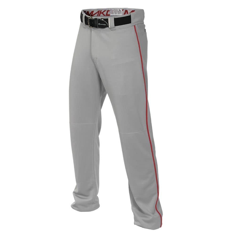 Easton | Mako 2 Baseball Pants | Youth | Grey / Red | Small