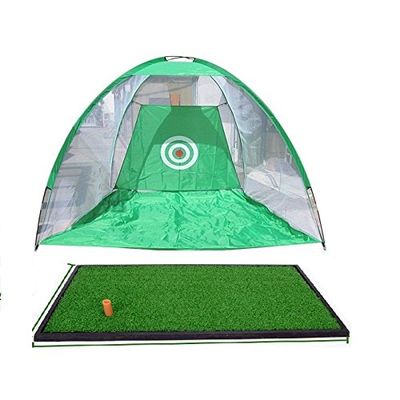 9.8Ft Golf Hitting Nets with One Free 4.1 x 3.2 Ft Hitting Mat (Green)