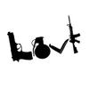 Love Weapons Rifle Knife Grenade 6" Vinyl Sticker Car Decal (6" Black) view 1