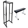 Ader Power Rack w/ 300 Lb Black Olympic Weight Set, Flat Bench and Free Mat view 1