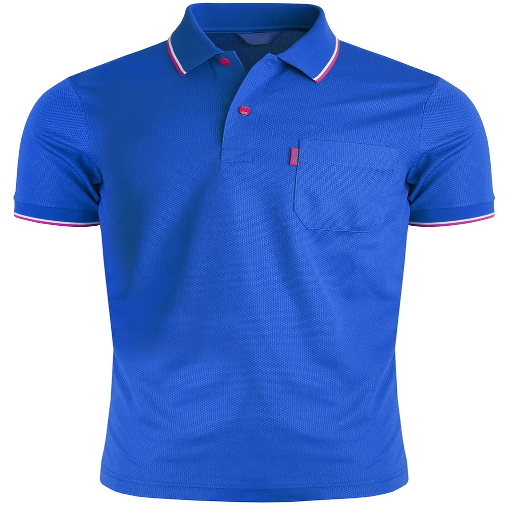 BCPOLO Men's Polo Shirt 1 Chest Pocket Dri Fit Athletic Polo Shirt Short Sleeve Various Polo Shirt Blue-S (Asia-L)