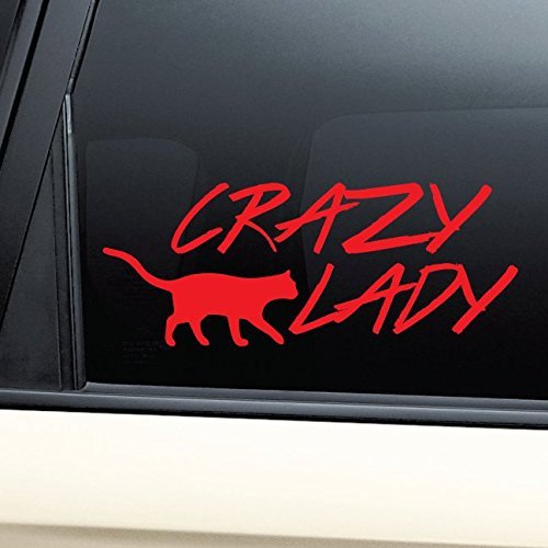 Nashville Decals Crazy Cat Lady Vinyl Decal Laptop Car Truck Bumper Window Sticker - Red