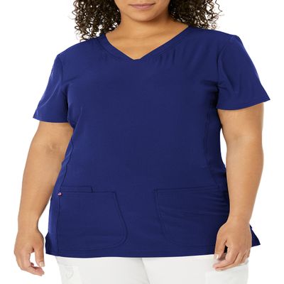 HeartSoul Women's Pitter-Pat V-Neck Scrubs Shirt, Galaxy Blue, Medium