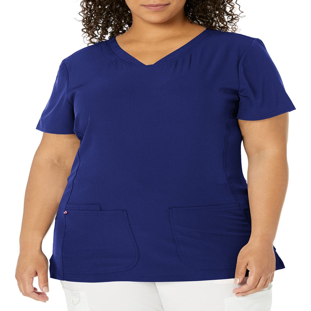 HeartSoul Women's Pitter-Pat V-Neck Scrubs Shirt, Galaxy Blue, Medium