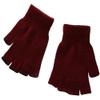 X&F Boys' and Girls' Solid Knitted Half Finger Mittens Typing Gloves, Small, Wine Red view 1