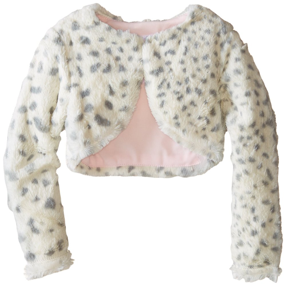 Bonnie Jean Little Girls' Skin Printed Faux Fur Jacket, Grey, 2T