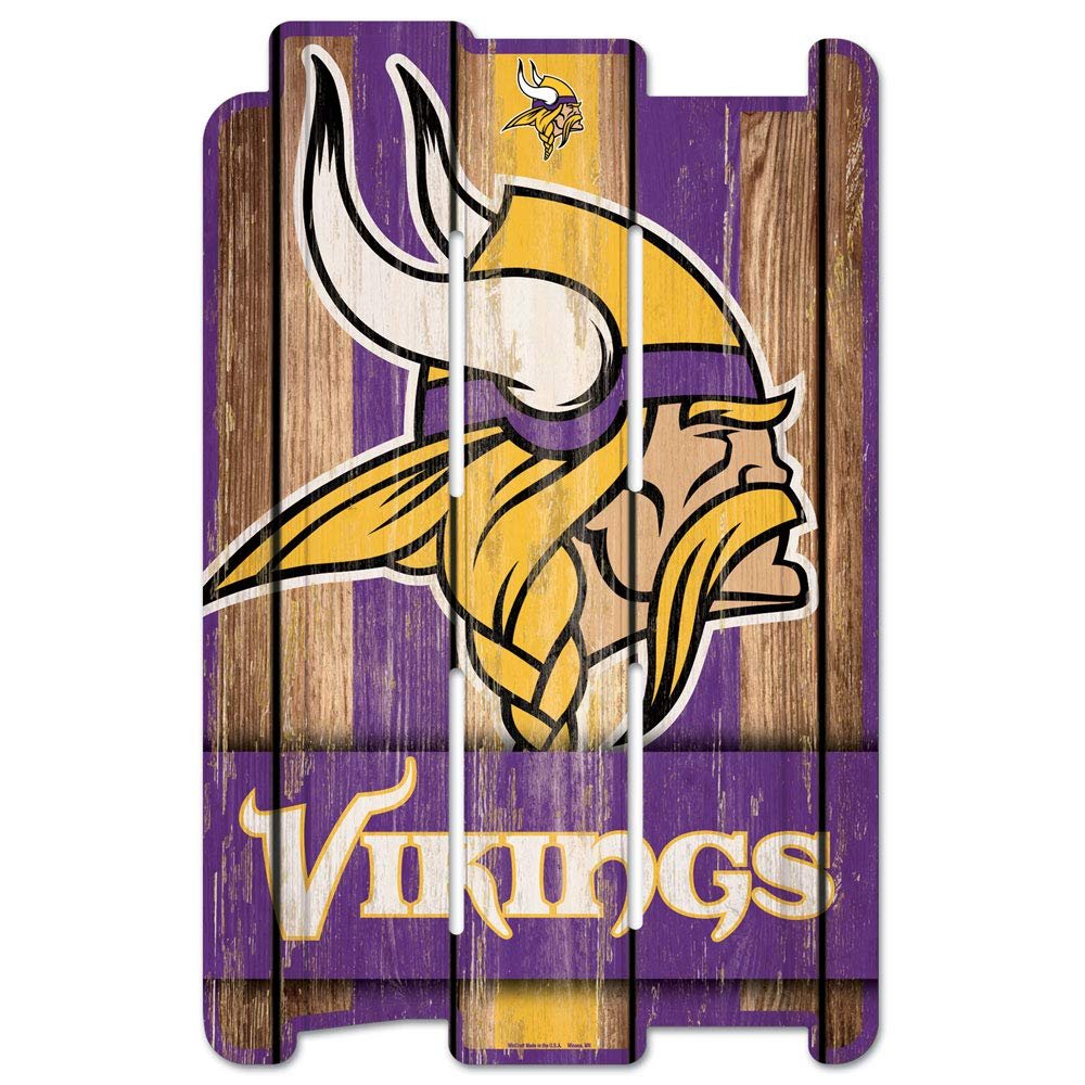 NFL Minnesota Vikings Wood Fence Sign, Black