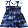 RJC Girl's Waimea Sunset Hawaiian Smocked Dress Blue 12 view 1