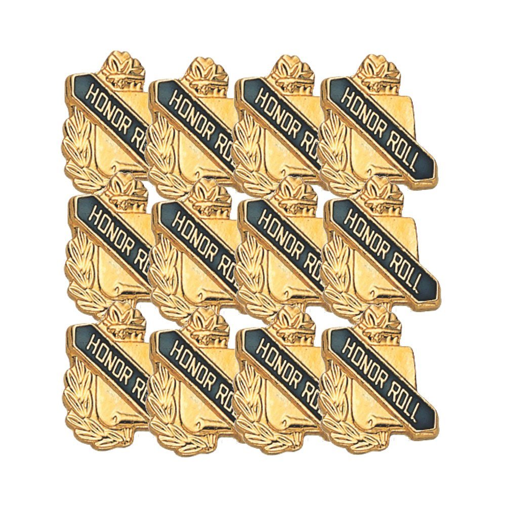 SHOP AWARDS AND GIFTS Honor Roll Enamel Lapel Pins for Students Appreciation Reward School Teacher, Bulk Pack of 12, Poly Bagged, 5/8 Inch
