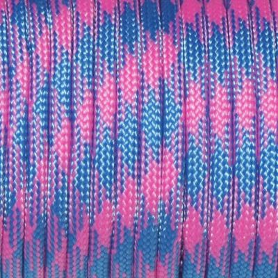 1pcs 100ft 550 Paracord Parachute Cord Lanyard Mil Spec Type III 7 Strand Core Color Peachpuff+Sky Blue(Peachpuff+Sky Blue)