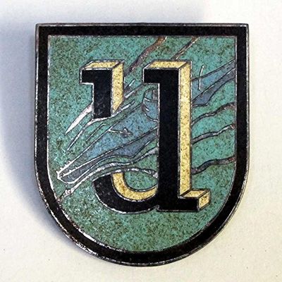 German U-Boat 1st Flotilla Cap hat Badge Kriegsmarine WW2 Flottille U-Boot Weddigen WK.2 'U & Boot' Aged