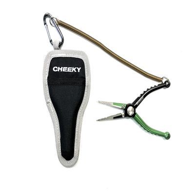 Cheeky Fishing 550 Fishing Pliers w/Belt Sheath and Lanyard, Green/Black, 5.5 in | 1.8 oz