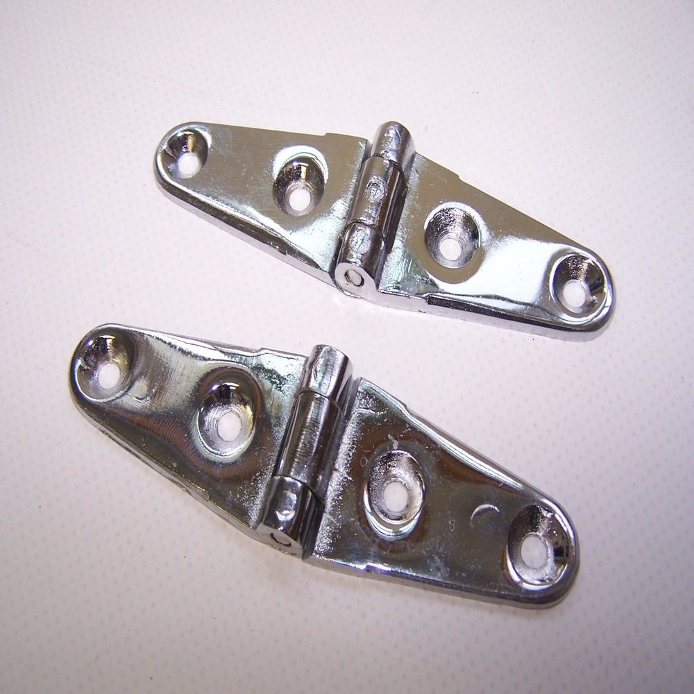204390 Sea-Dog Line Pair (2) 3-7/8" Inch Chrome Plated Brass Strap Hinge Surplus 132-3484 C2 4D R