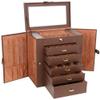 Kendal Extra Large Jewelry Box Jewelry Case PU Leather 6 Tier 5 Drawers Large Storage Capacity with Mirror Jewelry Storage Organizer Great Gift Also Good For Watches LJC-SHD5BN (Brown) view 1