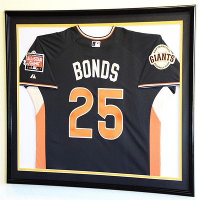 sfDisplay.com,LLC. XL Double Matted Custom Framed Jersey Display Case Frame w/98% UV Protection (Black Wood Finish, White Background)