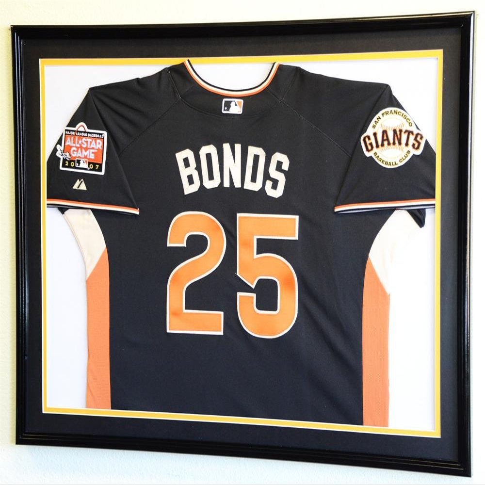 sfDisplay.com,LLC. XL Double Matted Custom Framed Jersey Display Case Frame w/98% UV Protection (Black Wood Finish, White Background)