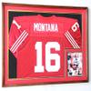 XL Double Matted Custom Framed Jersey Display Case Frame w/98% UV Protection (Walnut Finish, Red Background) view 1
