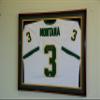 XL Double Matted Custom Framed Jersey Display Case Frame w/98% UV Protection (Walnut Finish, Red Background) view 3