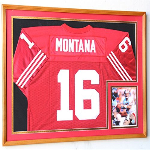 XL Double Matted Custom Framed Jersey Display Case Frame w/98% UV Protection (Oak Finish, Red Background)