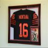 XL Double Matted Custom Framed Jersey Display Case Frame w/98% UV Protection (Oak Finish, Red Background) view 2